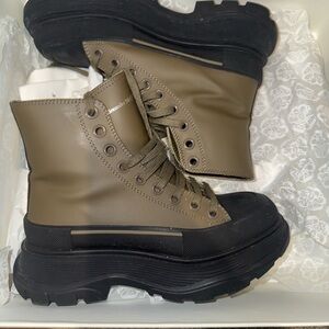 Alexander McQueen Olive Green Ankle Boots